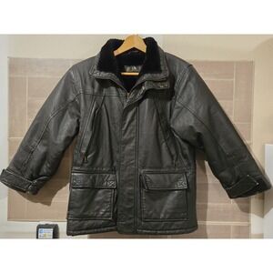 Shebang USA Kids Sz Small 8 Leather Jacket Black Vtg Fur Lined Pilot Motorcycle